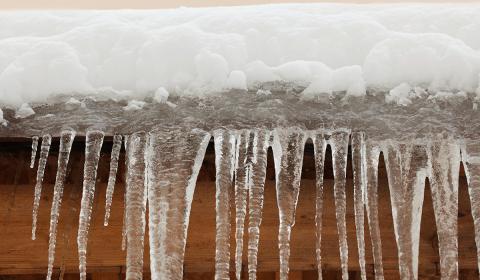 snow and ice on roof