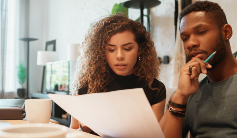 Young couple budgeting