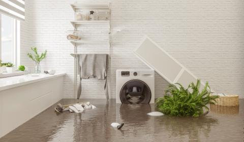 Flooded interior of home water damage