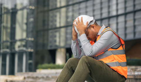 Travailleur se tenant la tête