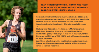 Jean-Simon Desgagnes student athlete profile - Lussier - FAEQ scholarship 
