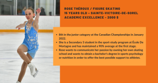Rose Theroux student athlete profile - Lussier - FAEQ scholarship 