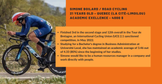 Simone Boilard student athlete profile - Lussier - FAEQ scholarship